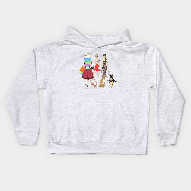 Dog Lovers Gank Kids Hoodie by Ji Illustrator